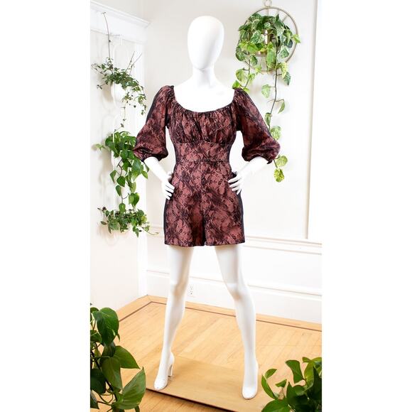 NWT Vixen by MICHELINE PITT Black Lace "Vacation Playsuit" Pin Up Romper XL - Picture 4 of 11